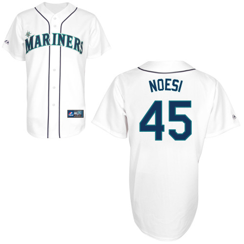 Hector Noesi #45 Youth Baseball Jersey-Seattle Mariners Authentic Home White Cool Base MLB Jersey